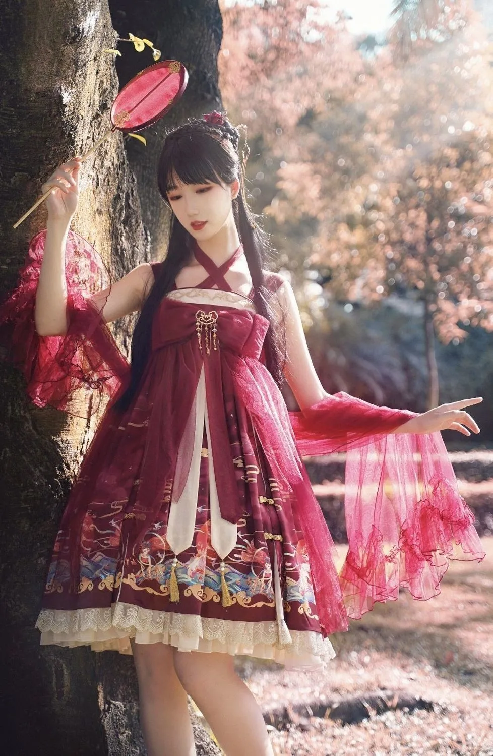 Sweet lolita dress retro  Hanfu retro sweet lolita  elegant dress victorian printing kawaii girl loli cosplay gothic lolita