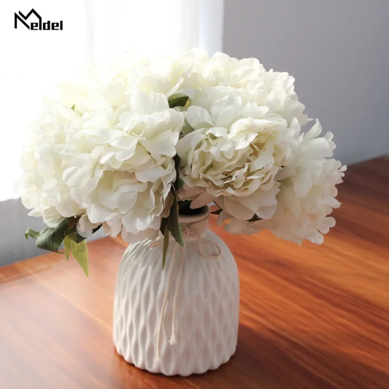 Meldel ผ้าไหม Peony ดอกไม้ประดิษฐ์ช่อดอกไม้ผ้าไหมสีชมพู Peonies 5 หัวปลอมดอกไม้บ้านงานแต่งงานตกแต่งคริสต์มาส