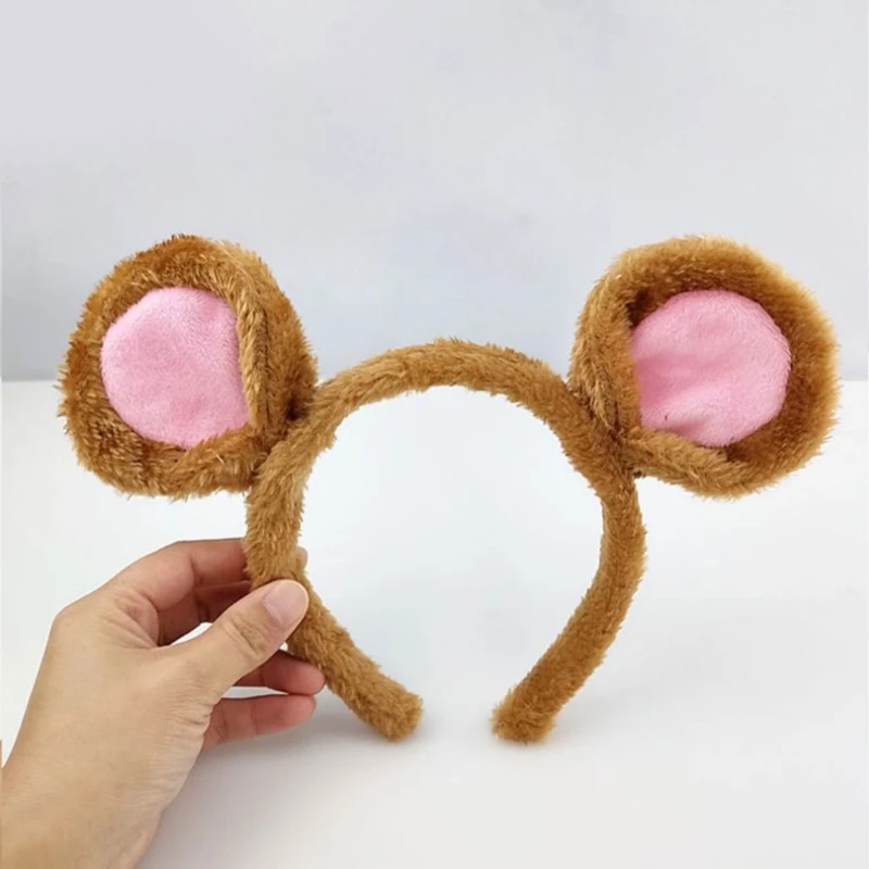 Soft Bear Ears Headbands Plush Mouse Ears Hair Hoop for Washing Face Cartoon Animal Hairbands Halloween Costume