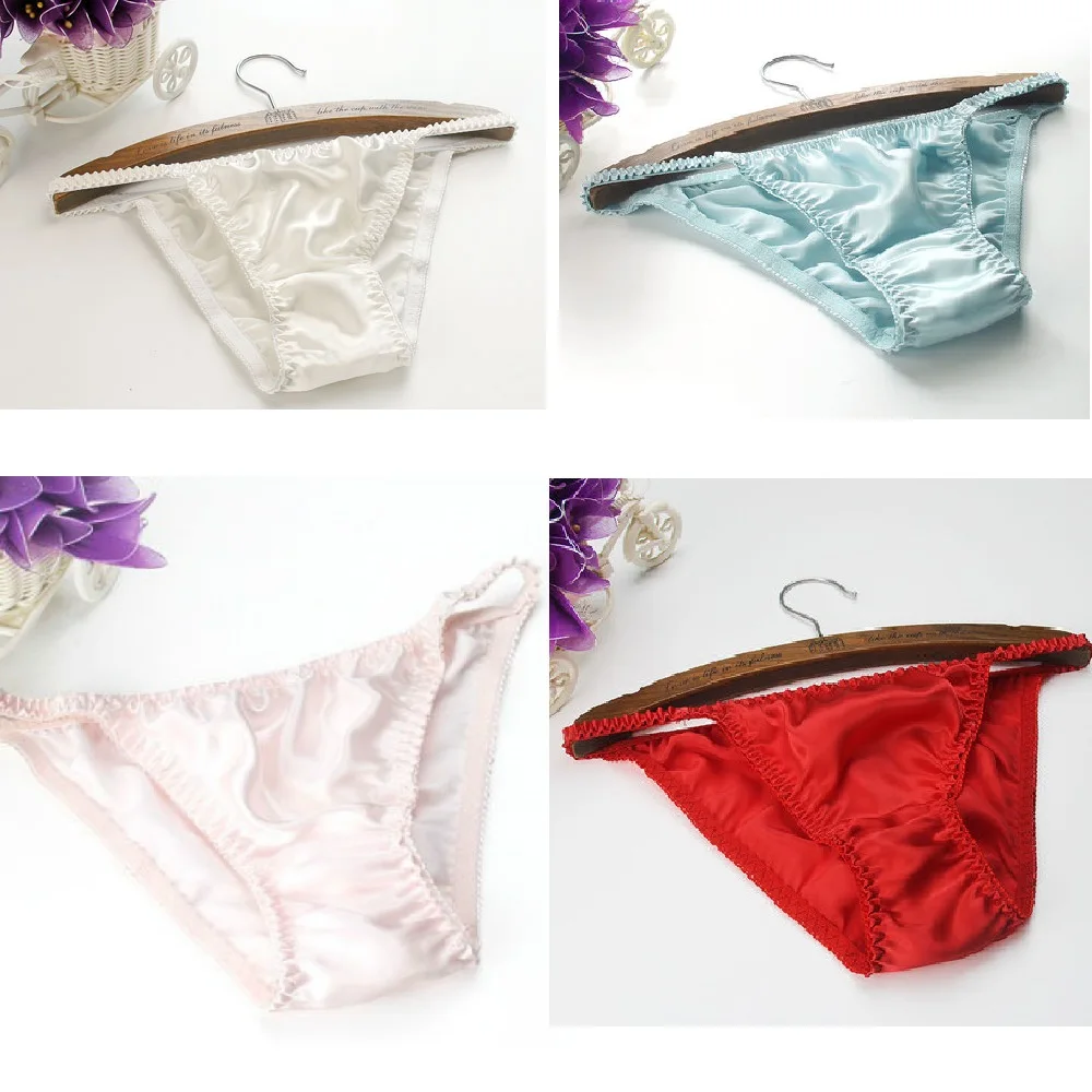 5 Pack Womens 100% Silk Low-rise Panties Thongs Tanga Bikinis Underwear Lingerie Knickers Female Intimates Red Black Pink White