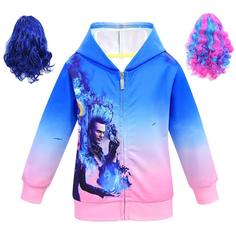 Girls Hoodies Descendants 3 Mal Evie Audrey Long Sleeve Hooded Jacket Coat 3D Printed Halloween Party Kids Cosplay Costume