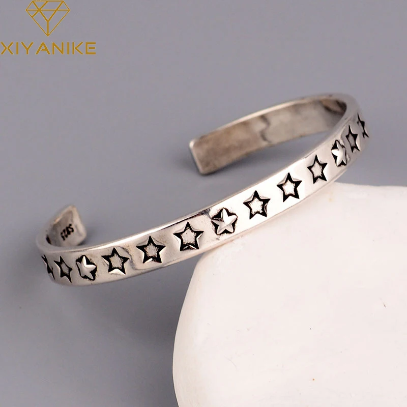 XIYANIKE Silver Color  Pupular Korea Style Star Bangle For Women Fashion Simple Opening Hand Jewelry Party Customized 2021