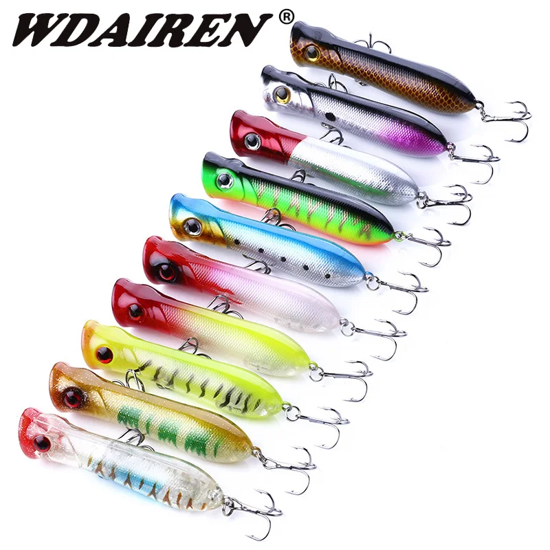 10pcs/lot Popper Floating Popper Fishing Lures set 11.5g 80mm Artificial Hard Bait Set Wobbler Bait with #6 Hooks Pesca