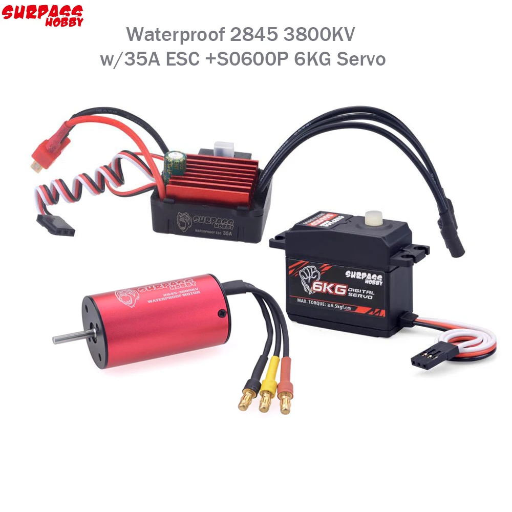 À prova dwaterproof água 2845 3800kv brushless motor com 35a esc s0600p 6kg servo plástico para traxxas hsp 1/12 rc monstro buggy fora da estrada