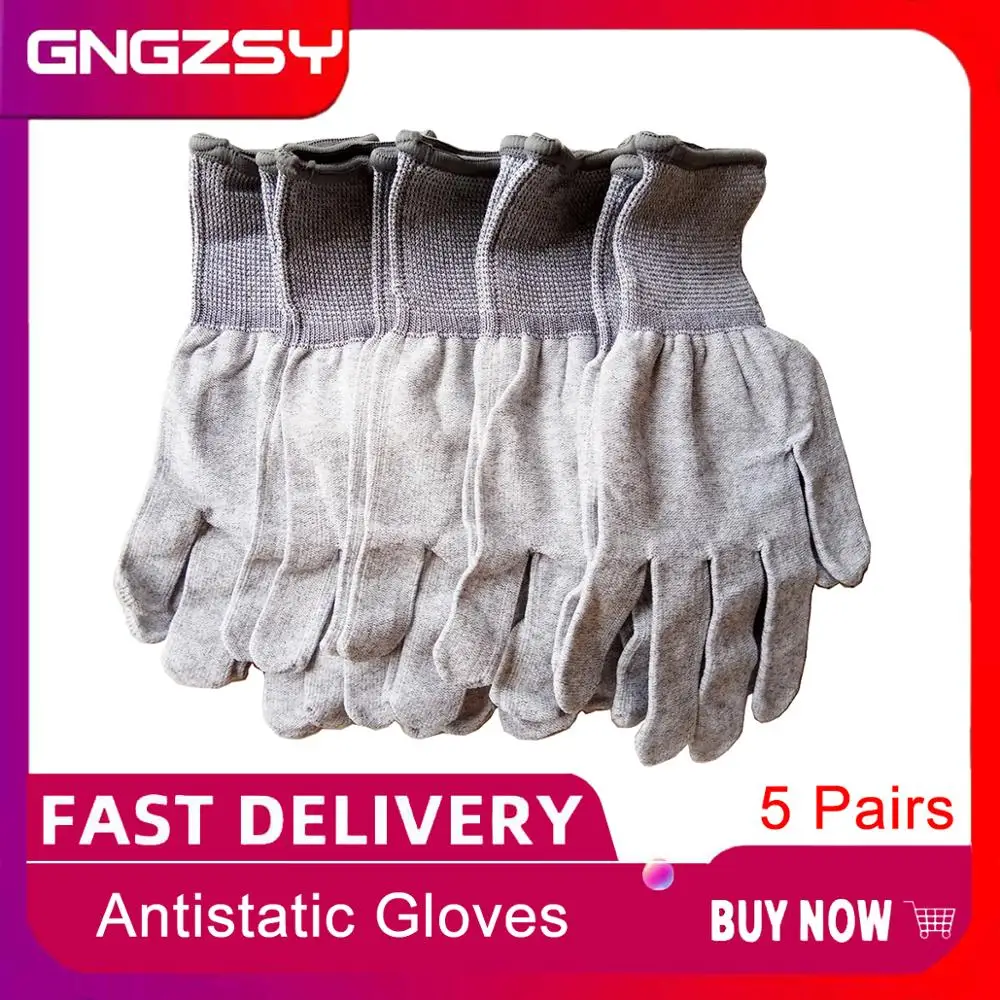 CNGZSY – gants de travail antistatiques, 5 paires, en Fiber de carbone, en Nylon, antidérapants, en Film vinyle pour voiture, autocollants