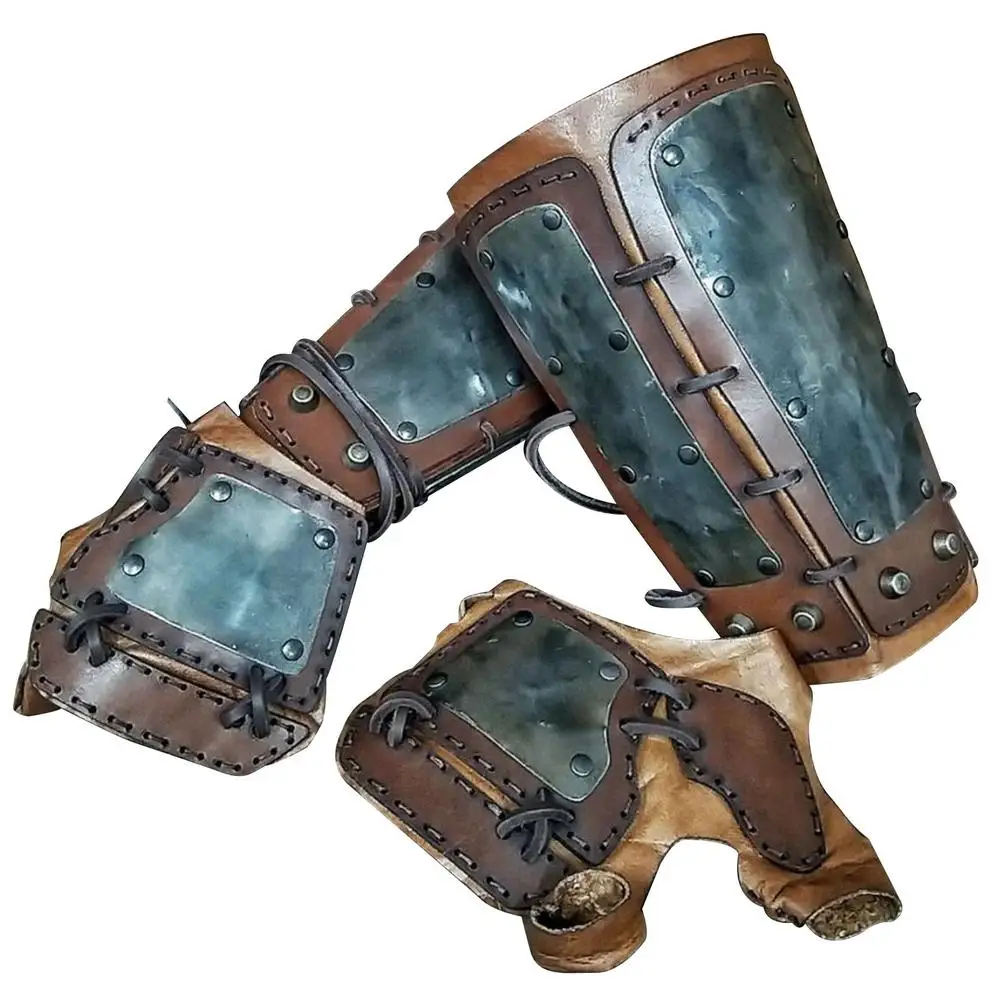 1 Pair Medieval Armband Leather Punk Arm Guard Protector Bracer Gauntlet Wristband Bracelet Leather Arm Guards