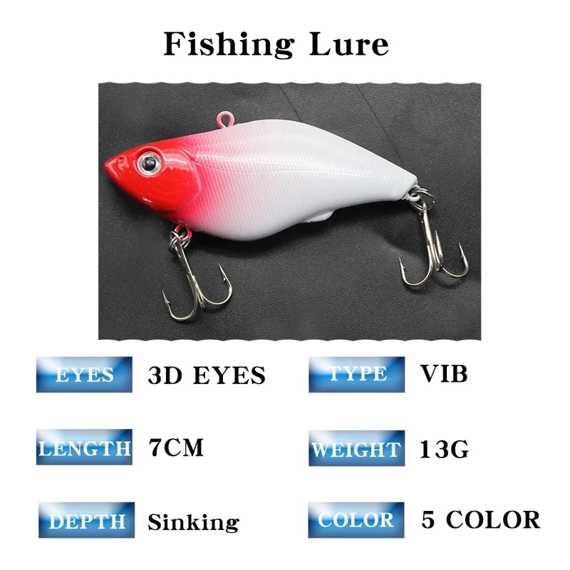 1 PCS 7cm 13g Artificial VIB Fishing Lure lead inside Hard Bait Diving Swivel Bait winter Sea Fishing Tackle