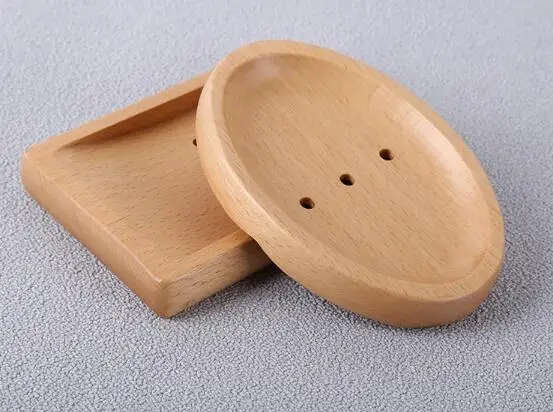 Natural Wooden Soap Holder Dish Bathroom Shower Storage Rack Solid Portable Wood Drain Soap Tray