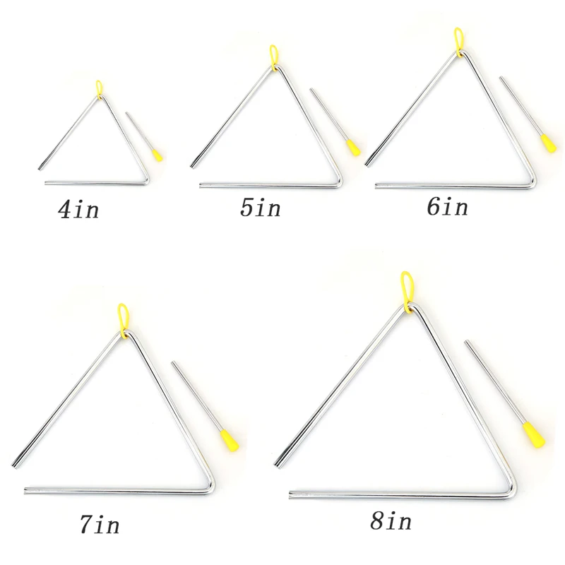 Instrumento musical educativo para crianças, instrumento de percussão, triangular, para pré-escolar, 4/5/6/7/8 polegadas, novo