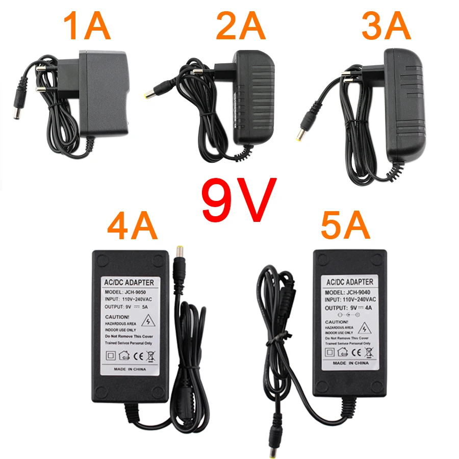 Unviersal 9V Switching Power Supply Adapter Charger 1A 2A 3A 4A 5A 9 V Volt Power Supply Fonte AC DC 220V to 9V SMPS