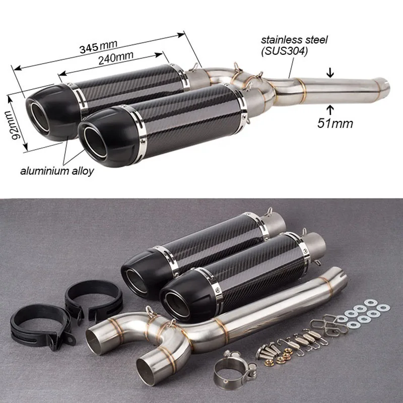 

FZ6S FZ6N Motorcycle Carbon Fiber Exhaust Muffler Connecter Middle Pipe Full System Slip On For Yamaha FZ-6N FZ-6S FZ6 FZ600