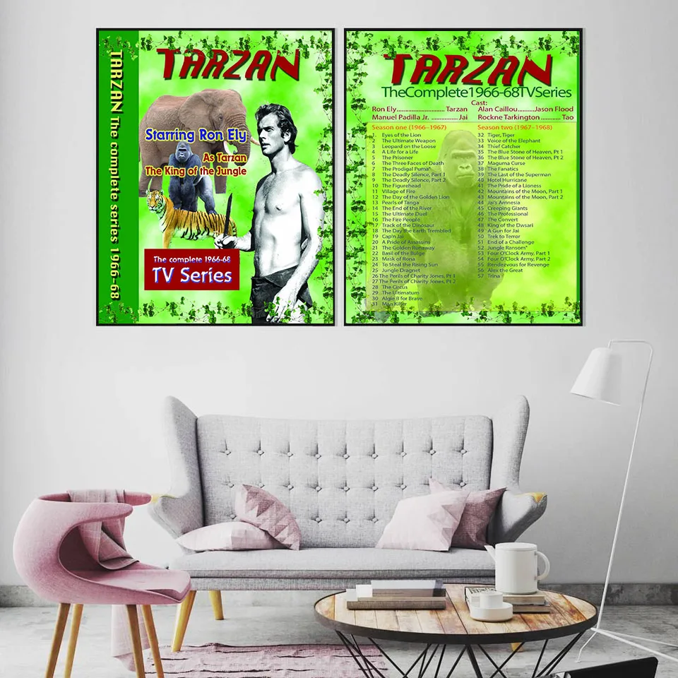 Tarzan Completed 1966-68 TV Series Posters On Cartoon Ape-man Animal Print Art Wall Canvas Painting Children's Room Decor