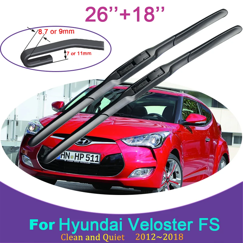 for Hyundai Veloster FS 2012 2013 2014 2015 2016 2017 2018 Rubber Wiper Snow Scraping Front Windshield Brushes Car Accessories