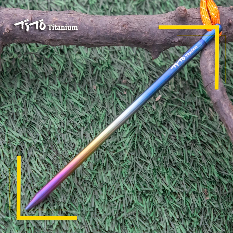 TiTo Titanium tent stake 145/165mm colorful  Ti Alloy Tent Peg Ti spike Stake Outdoor Camping Traveling Tent nail Building