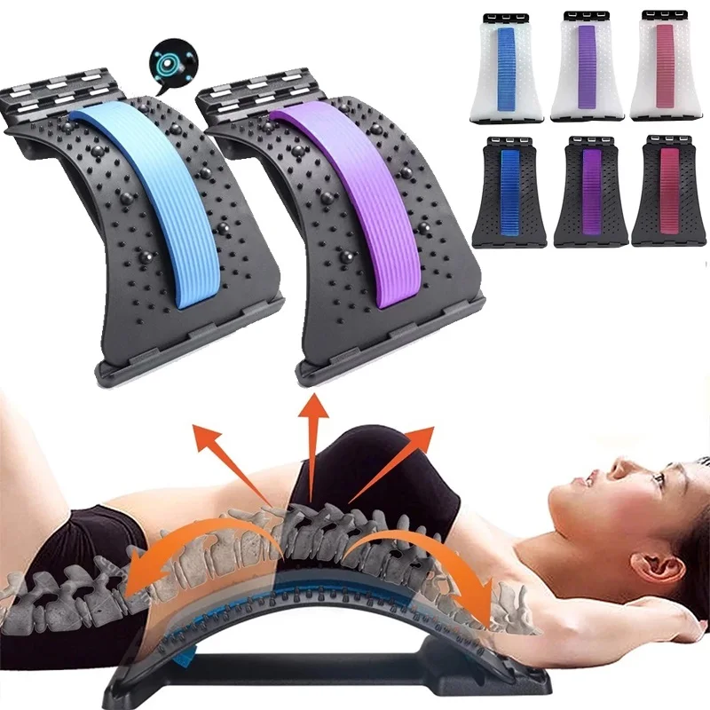 Back Massager Stretcher Equipment Magic Massage Lumbar Support Stretch Fitness Relaxation Spine Pain Relief Back Stretcher Tools