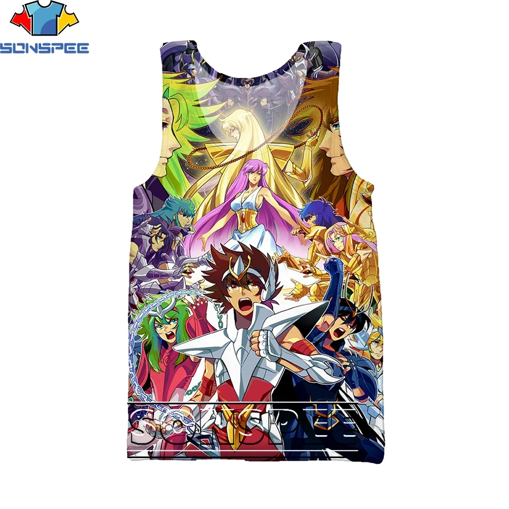 SONSPEE 3D Printing Classic Cartoon Anime Saint Seiya Tank Top Summer Sleeveless Vest Fashion Trend All-match Sports Undershirt