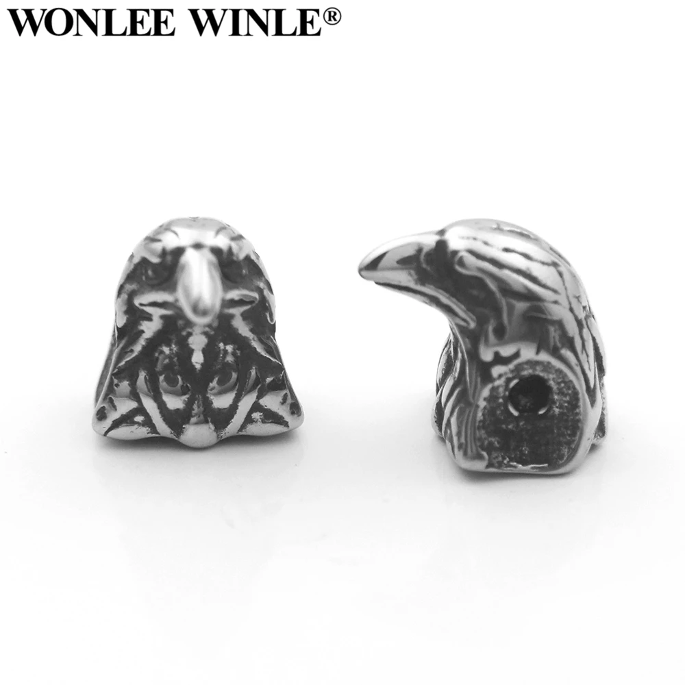 

Wonlee Winle 316L Stainless Steel 2mm Small Hole Eagle Head Beads Charm For Bracelet Jewelry Making DIY Men&Women