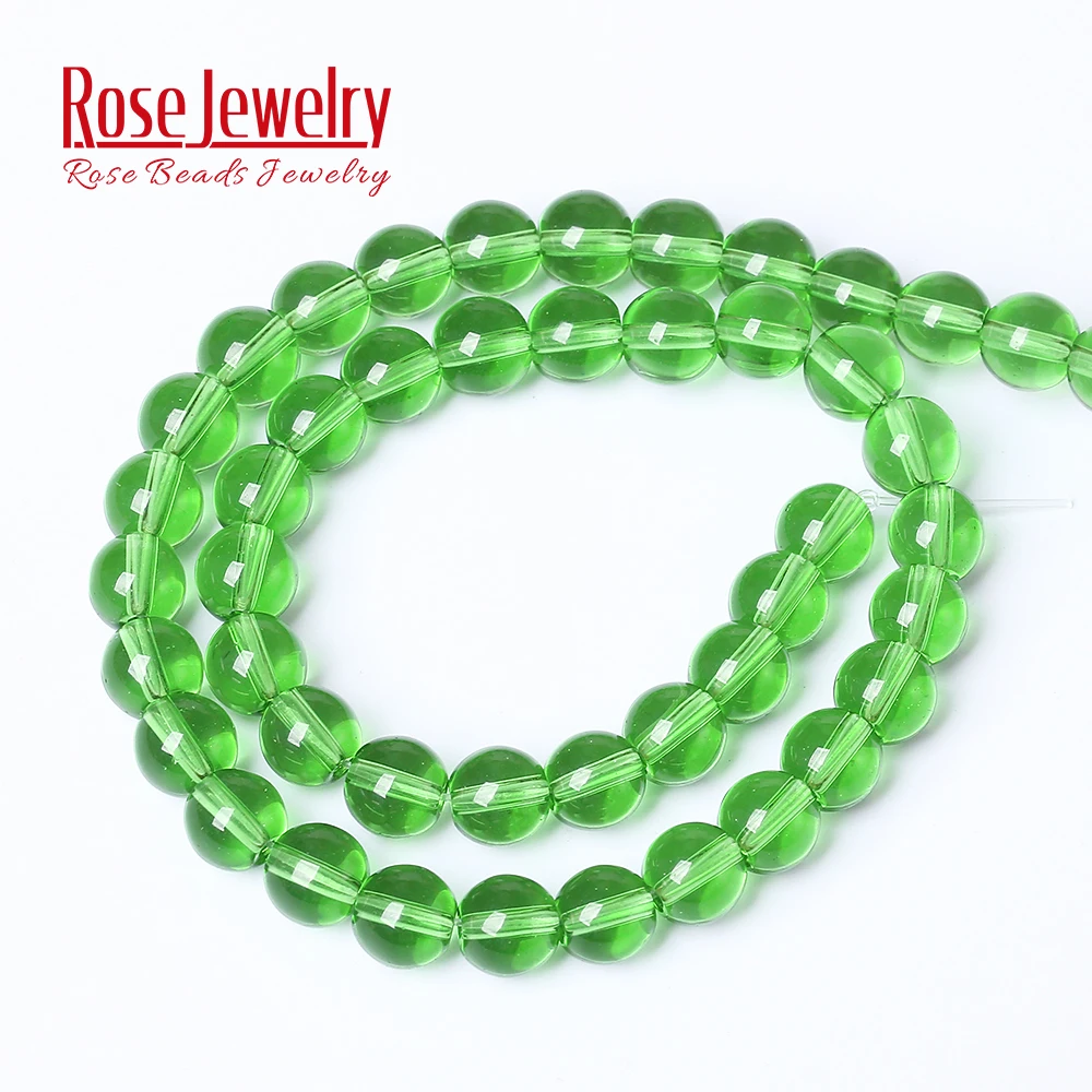 Wholesale Smooth Clear Green Glass Round Spacer Beads for Jewelry Making 4 6 8 10 mm Loose Beads Diy Bracelet 15\