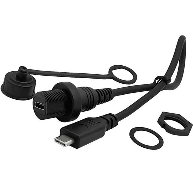 30cm USB-C IP67 Wasserdichte Kabel typ-c 3,1 IP 67 Männlich zu Weiblich Panel Mount Wasserdichten Stecker verlängerungskabel