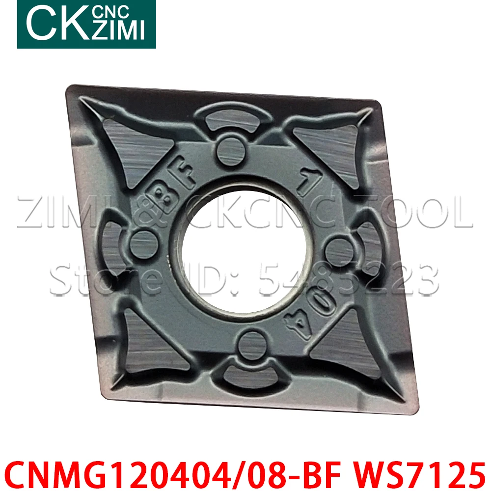 CNMG120404-BF-portaherramientas de corte de cuchilla de torno CNC, inserto de carburo de alta calidad, CNMG 1204 para acero inoxidable, CNMG120408-BF, WS7125