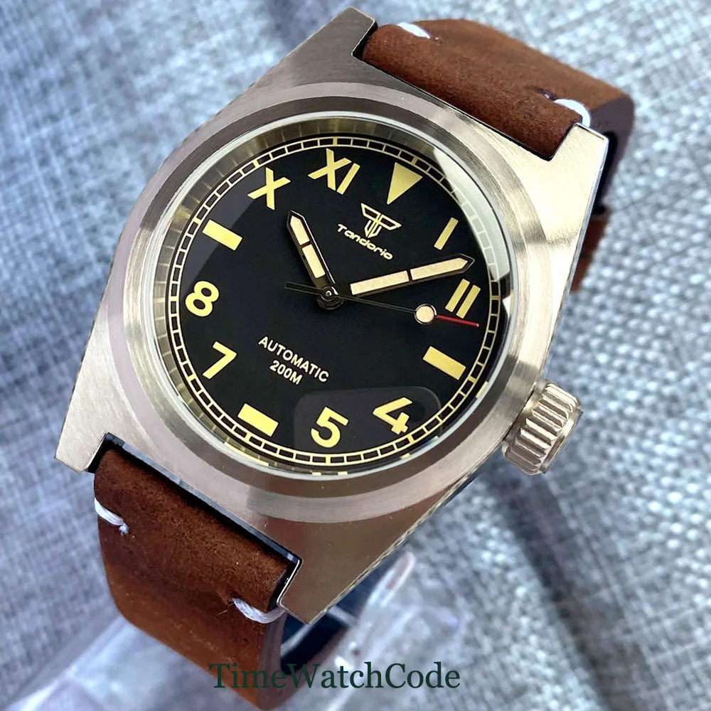 Tandorio NH35A Automatic Mens Watch 38mm Mechanical PT5000 MIYOTA8215 Waterproof Sapphire Luminous California Dial AR Coating