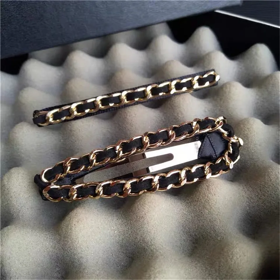 

2pcs/set Korea Fashion Hairpins For Women Alloy Gold Chain Hair Clips Girls Luxury Black Chain Barrettes Hair Accessories Gifts