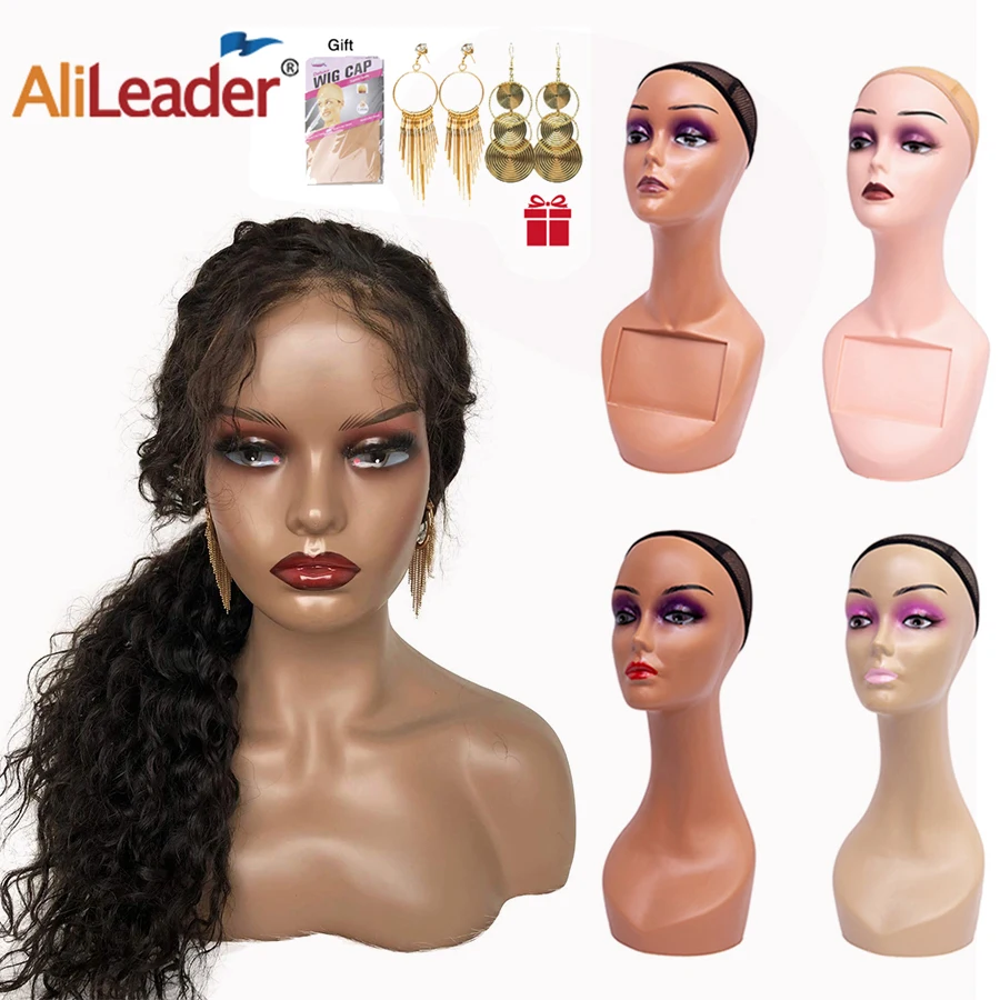 Kepala Manekin Tanpa Bahu Kepala Perempuan Model Manekin Manikin Wig Syal Kacamata Topi Tampilan Wig Kepala Boneka Berdiri Kepala