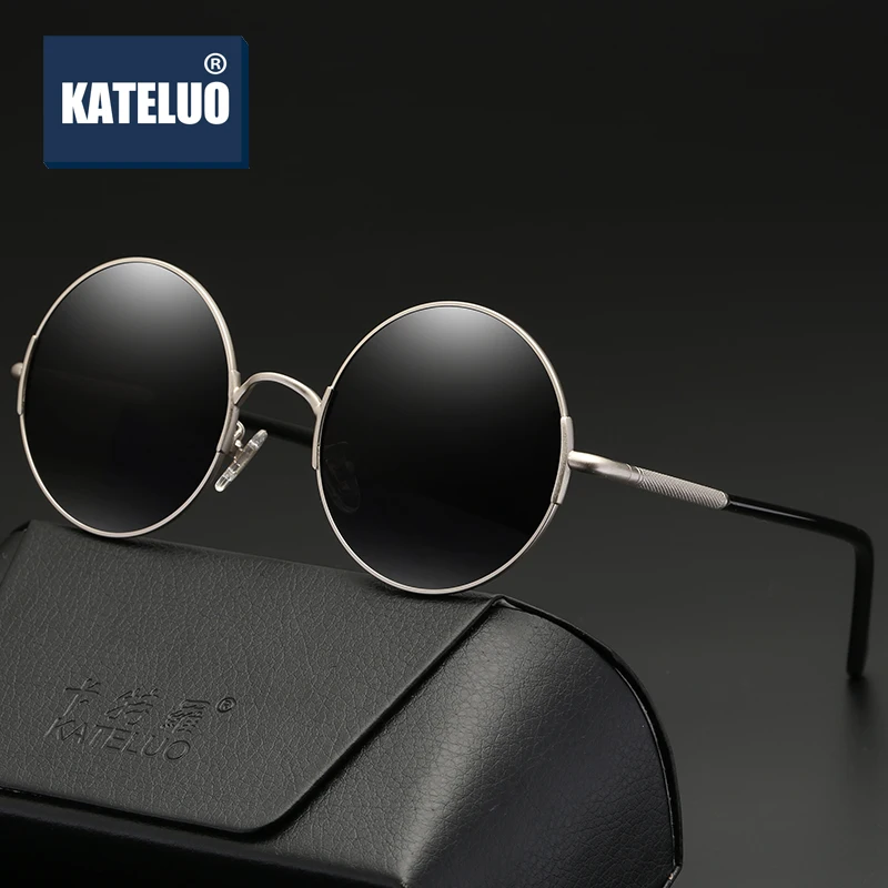 

KATELUO 2020 Vintage Mens Sunglasses Polarized UV400 Male Sun Glasses Round Military Quality Glasses For Men Eyewear 7758