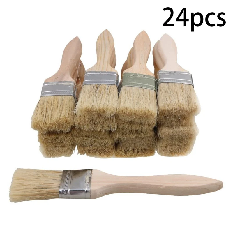 24 Pack of 1.5 Inch (35mm) Paint Brushes and Chip Paint Brushes for Paint Stains Varnishes Glues and Gesso