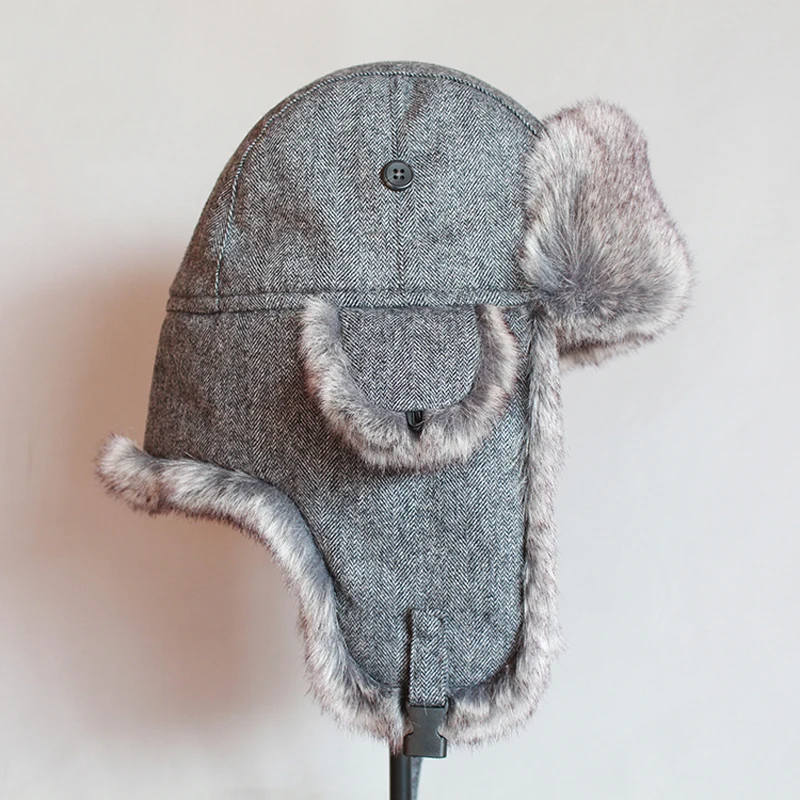 Russian Trooper Trapper Hat Winter Bomber Hat Men Women Warm Faux Fur Hats with Ear Flaps