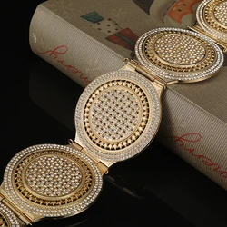 Moroccan style dress belt Fashion round crystal inlaid belt ladies party wedding jewelry, adjustable length