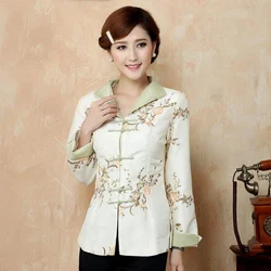 New Style Women Turn Down Collar Coat Embroidery Floral Chinese Traditional Improved Long Sleeve Jacket Office Lady Outwear