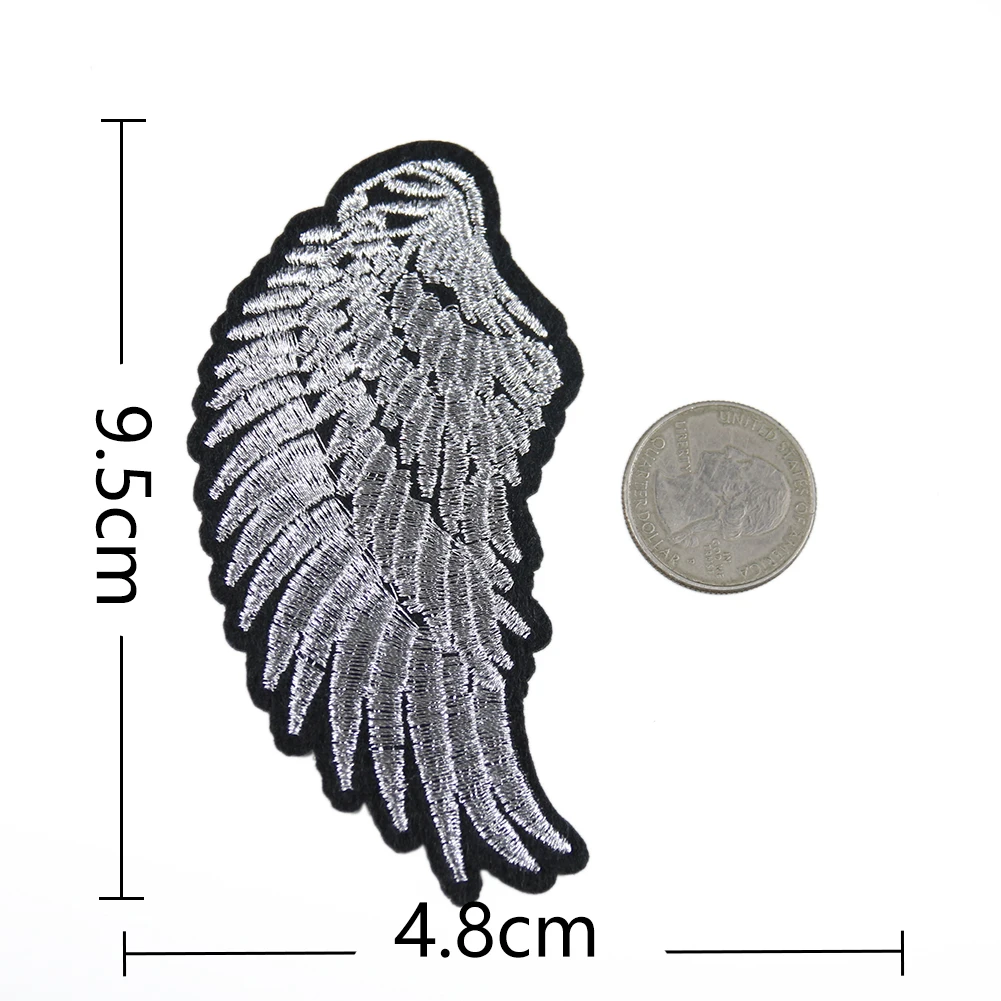 Silver Angels Patch for Kids Clothes, Iron on Embroidered Patch, DIY Angel Wings Patches, 1 Pair