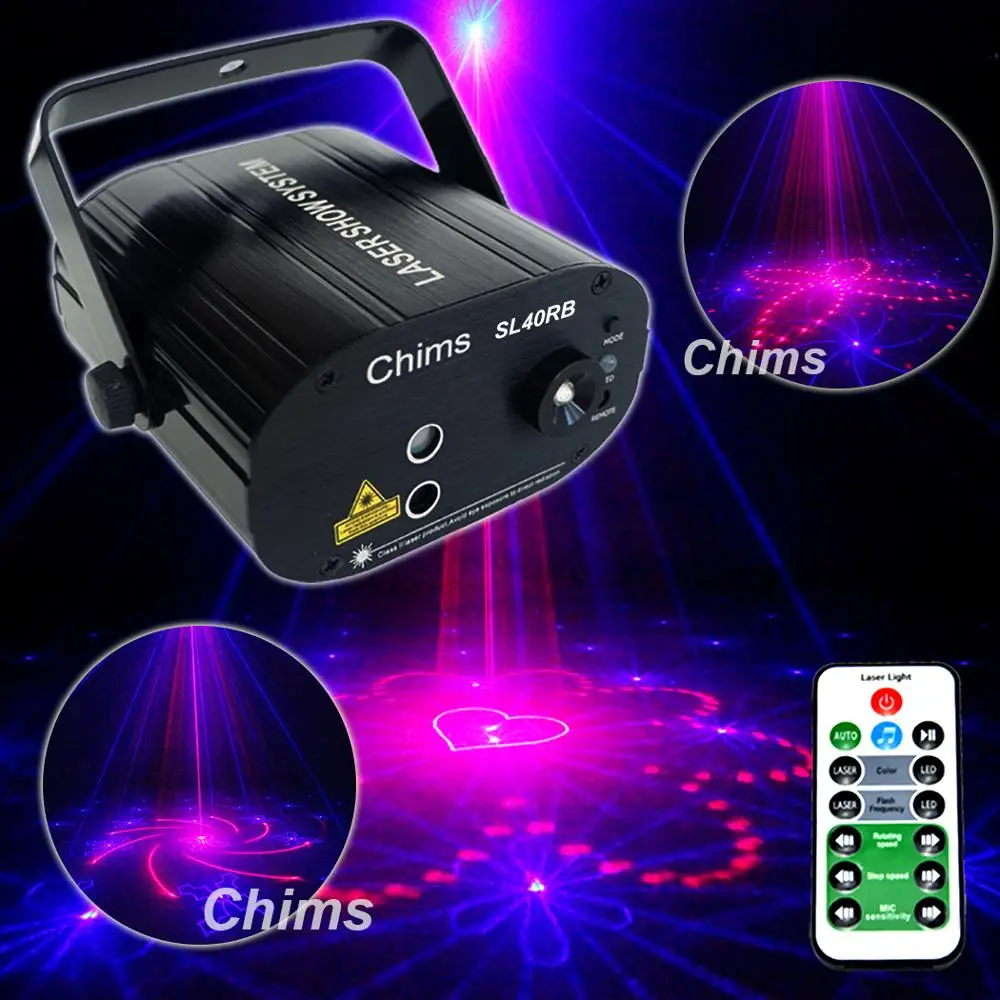 

Chims Party Laser Light RB 40 Gobo LED Stage Lighting Projector for Light Family Disco Dance Music Christmas Xmas Festival Party