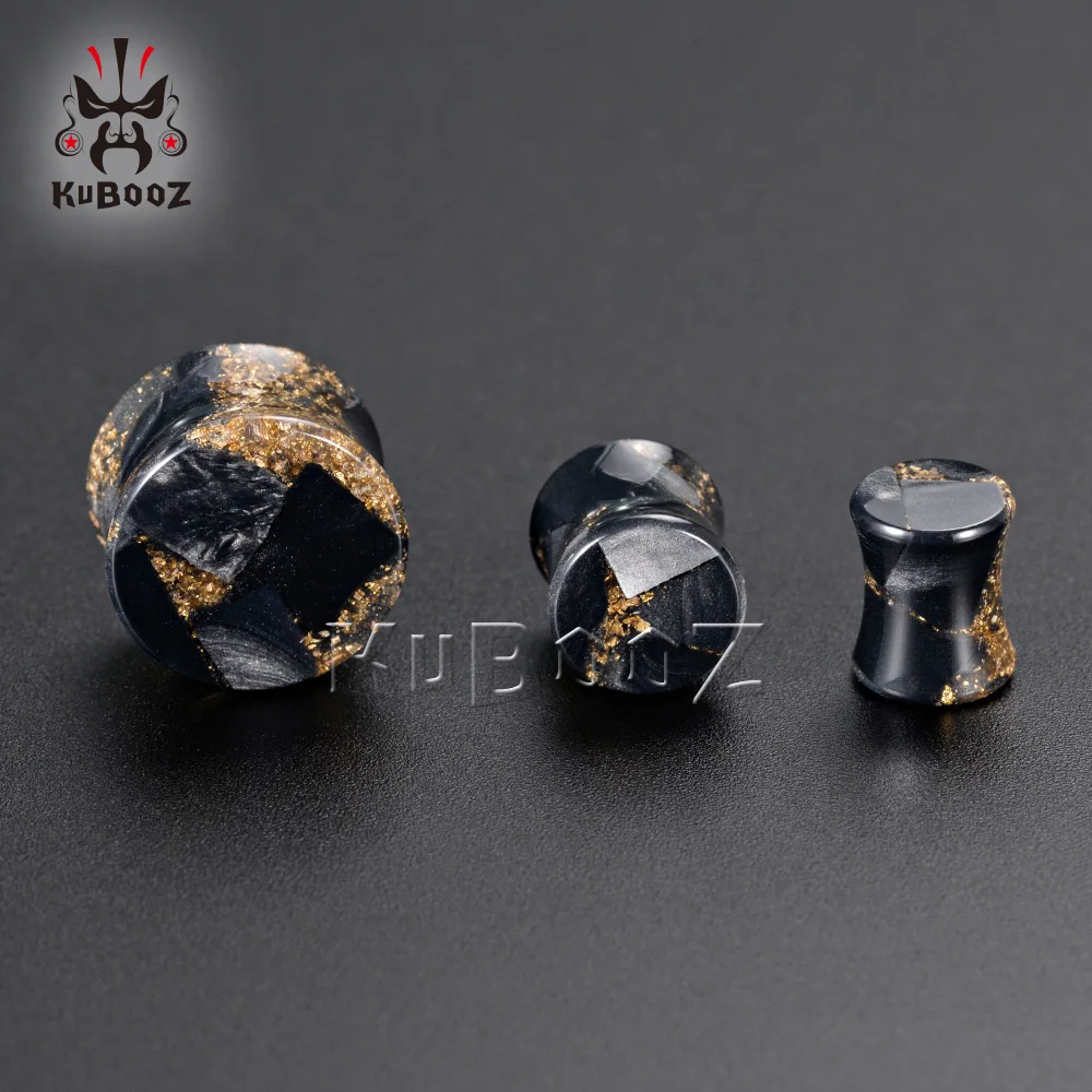 KUBOOZ Stylish Acrylic Foil Ear Plugs Tunnels Stretchers Body Piercing Jewelry Earring Gauges Expanders 2PCS