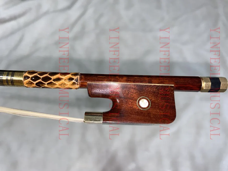 Snakewood Cello Bow 4/4 Cello Bow With Snakewood Frog  Snakewood Frog Gold Mounted Cello Bow