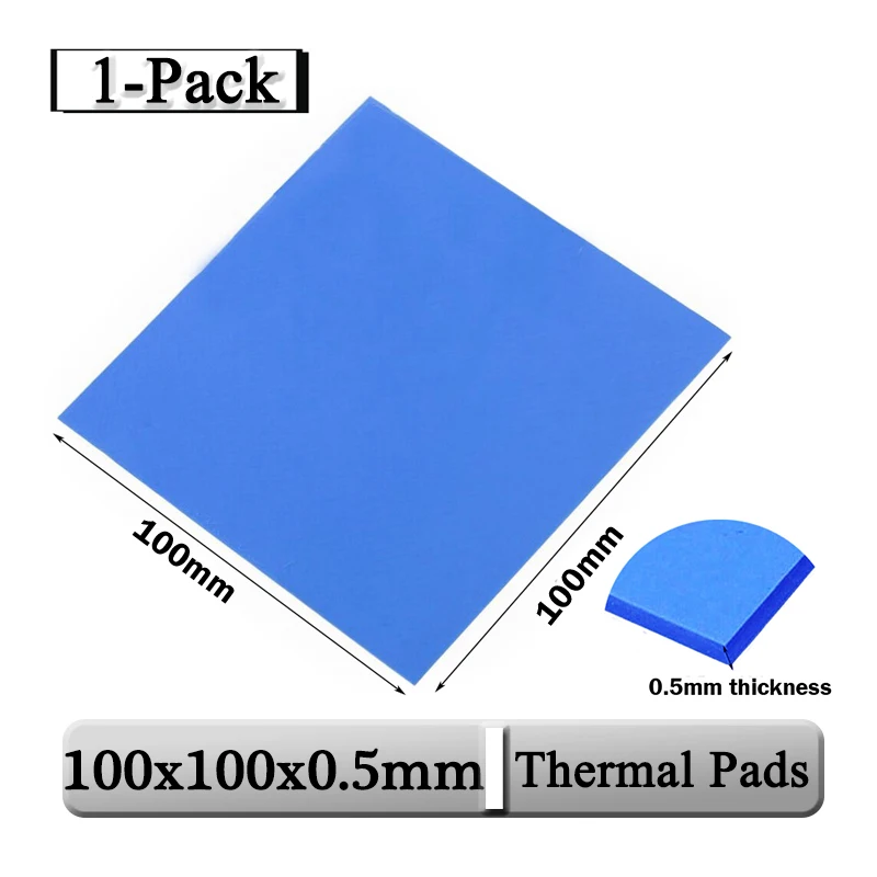 

1Piece Gdstime 10cm Size 100x100x0.5mm Blue Conductive Silicone Thermal Pads 0.05cm Thin Thickness Cooler Pad