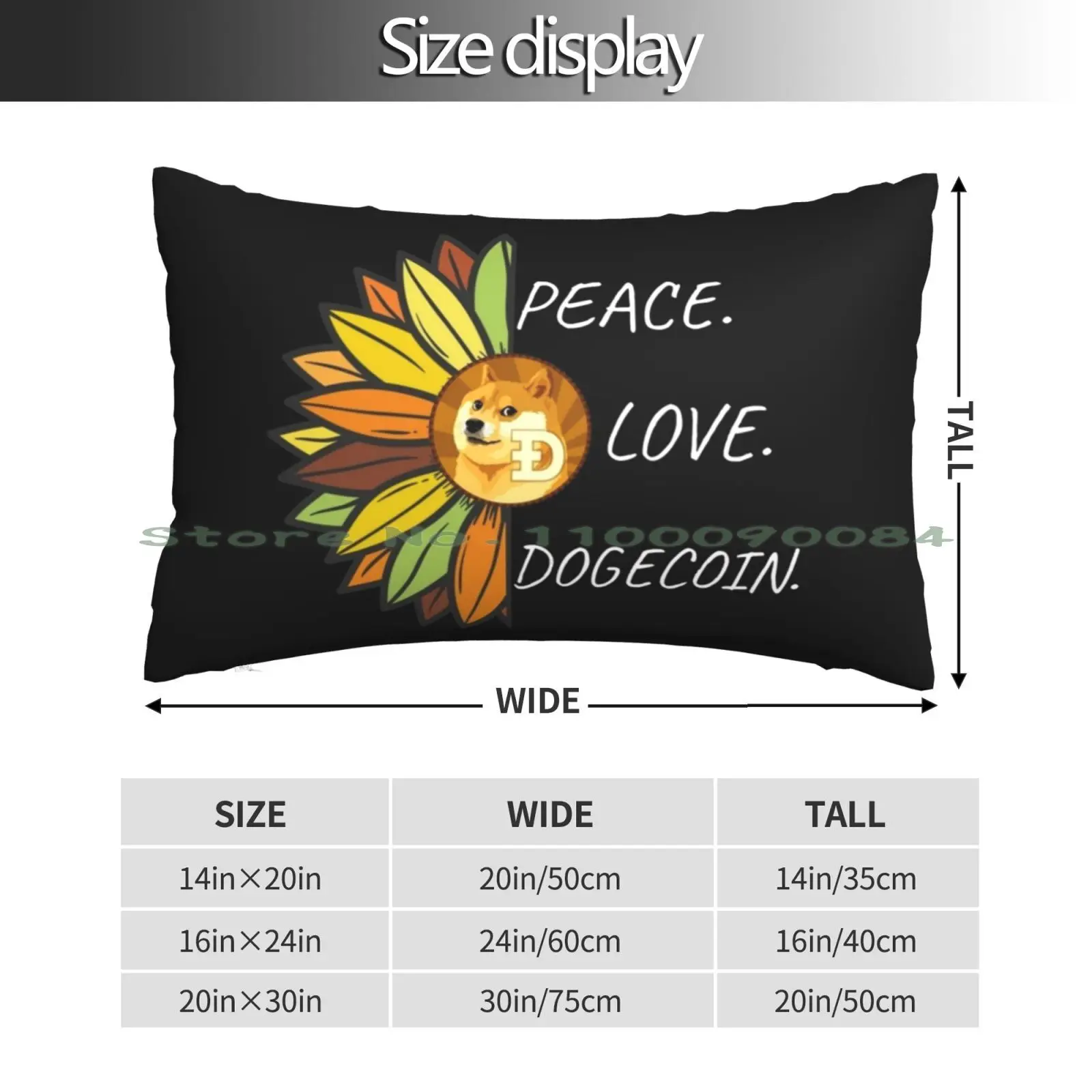 Peace. Love. Dogecoin. Pillow Case 20x30 50*75 Sofa Bedroom Vald Horizontal Vertical Heuss Lenfoiré Koba La D Zola Jul Ninho