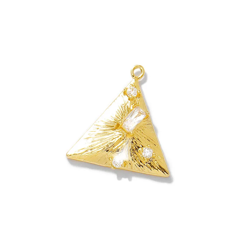 Factory wholesale Gold Color Brass and Zircon Triangl Charms Pendants for Necklace and Bracelet Earring Diy Jewelry Accessories