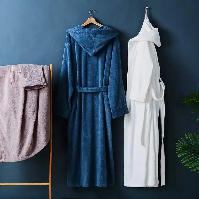 Casual Warm Homewear elegant silk kimono Long robe Toweling Terry Hooded Robe Cotton Toweling Terry Robe халат женский теплый