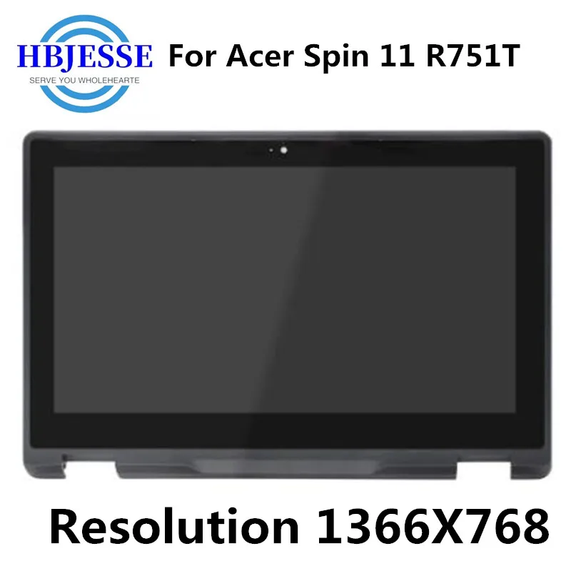 11.6'' LED Touch screen Digitizer+Frame Display Assembly B116XAB01.4 For Acer Spin Chromebook R751T-C4XP 1366x768