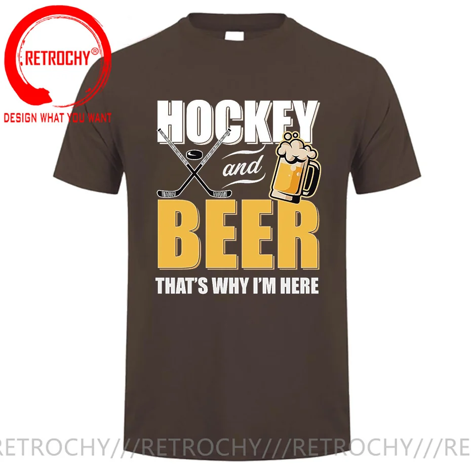 2022 Vintage Summer Style Hockey And Beer That\'s Why I\'m Here Men T-shirt Funny Canada Hockey Player Best Gift T shirts for male