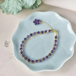 Natural Amethyst Crystal Bracelet Super Flash Simplicity Fairy Premium Temperament Purple Crystal Bracelet String Wrist Chain