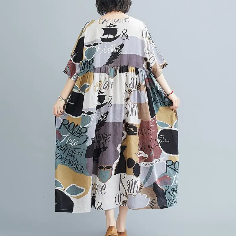 Abito lungo da spiaggia estivo con stampa Oversize 2023 abiti da donna Boho per le donne abito Casual in cotone coreano Oversize Femme di nuova moda