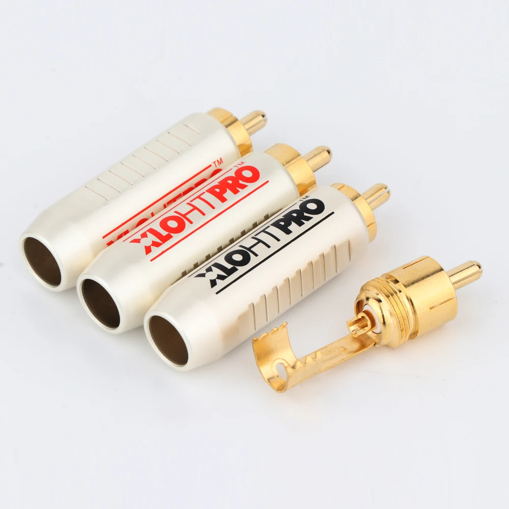 قفل برغي مطلي بالذهب RCA المكونات الذكور ، موصل مكبر الصوت ، قابس قابل للقفل وقابل للتعديل