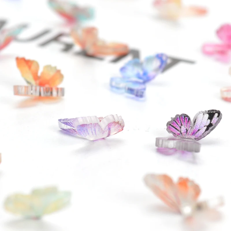 30 PCS 3D Colorful Butterfly Charm Nail Art Rhinestones Decoration Pixie Ornaments DIY Manicure AB Nails Accessories Supplies