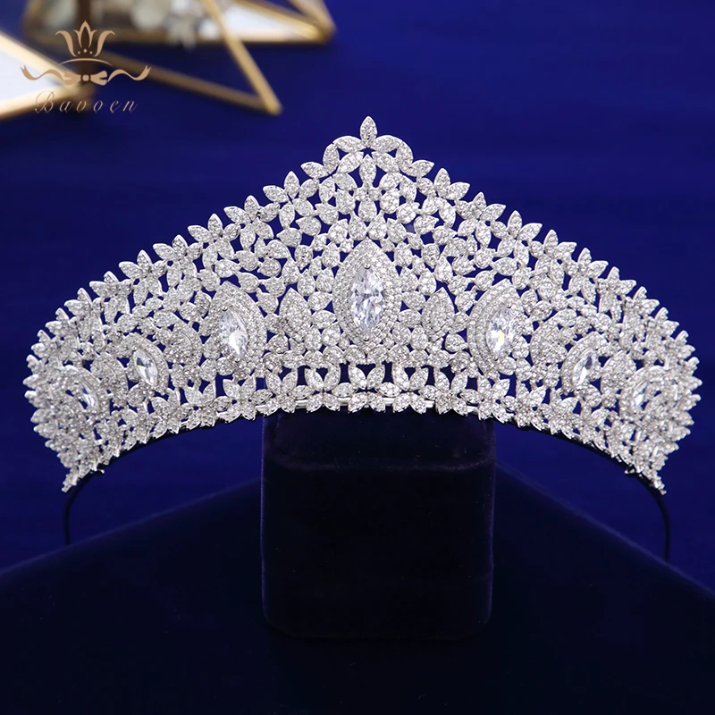 European Royal Oversize Tiaras Crowns Gifts for Brides Full Zircon Wedding Hairbands Crystal Wedding Hair Accessories