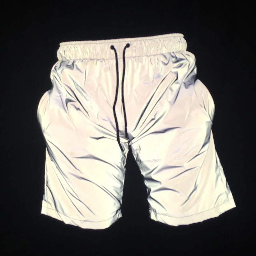 Boy summer casual reflective hip hop shorts nightclub short pants sportwear men's shiny board shorts bermuda masculino 3XL