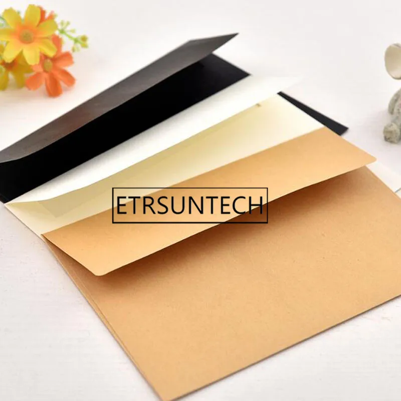 1000pcs Mini Small White Kraft Black Paper Envelope Message Card Letter Stationary Storage Paper Gift