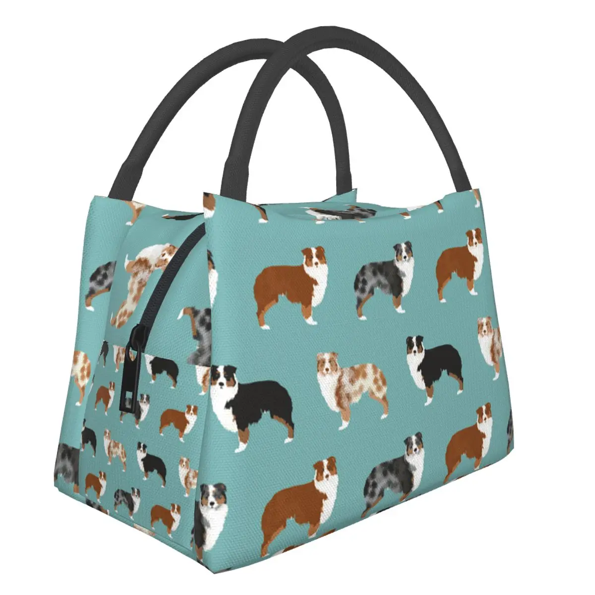 

NOISYDESIGNS Travel Insulated Lunch Bag Women Oxford Cloth Food Case Australian Shepherd Print School Cooler Warm Large Box Kids